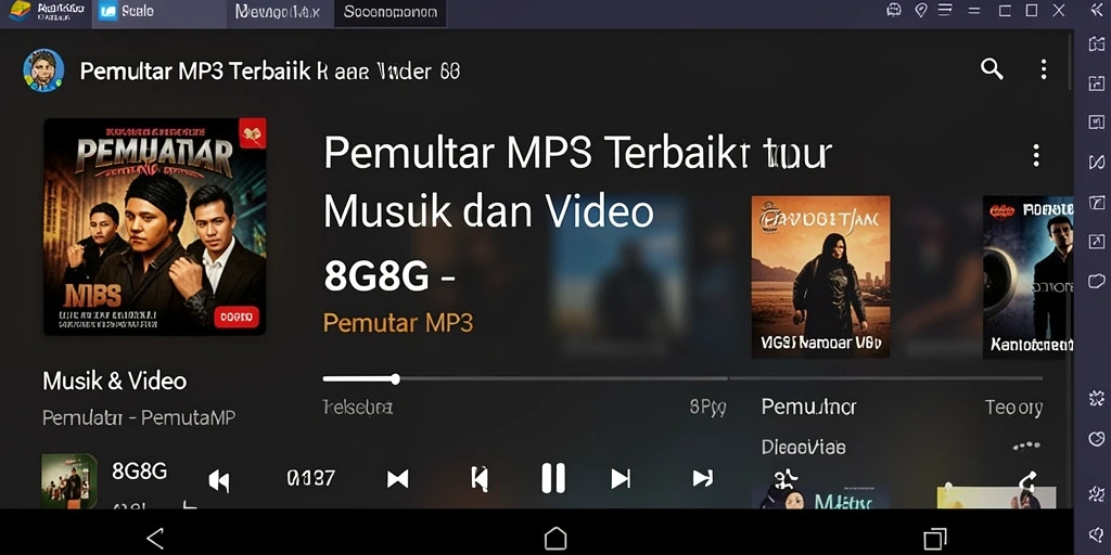 Tampilan antarmuka pengguna aplikasi Pemutar MP3 8G8G.