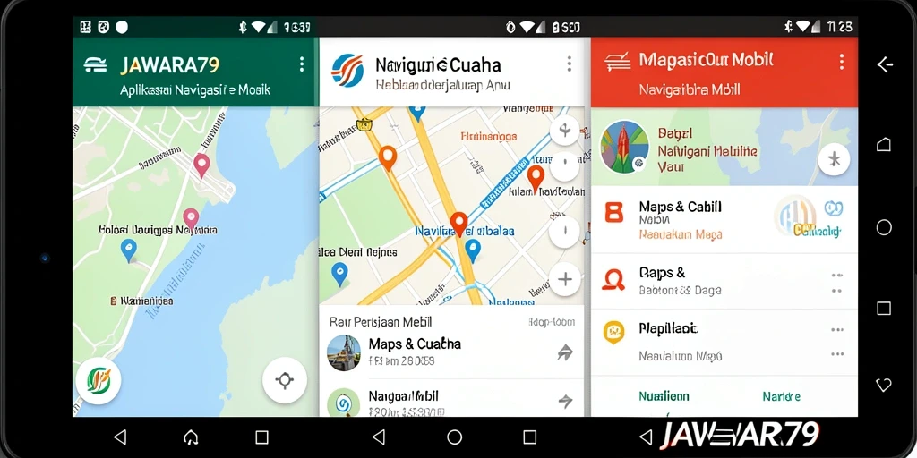 Antarmuka aplikasi JAWARA79 yang ramah pengguna untuk navigasi mobil.