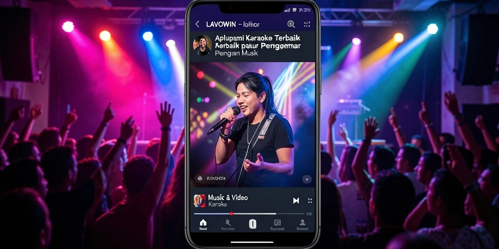 Antarmuka <strong>LAVOWIN</strong> dengan fungsi karaoke yang menarik dan mudah digunakan.