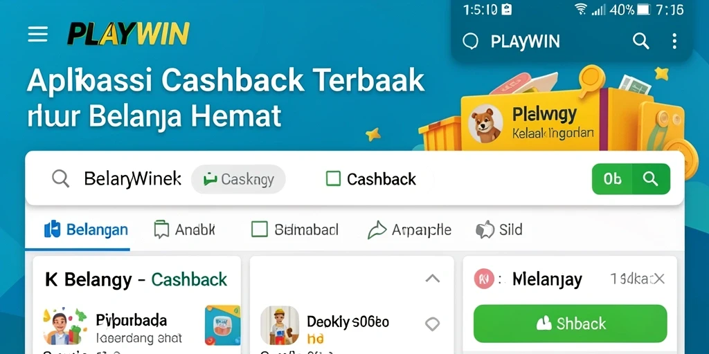 Tampilan antarmuka aplikasi PLAYWIN untuk fungsi Cashback yang mudah digunakan.