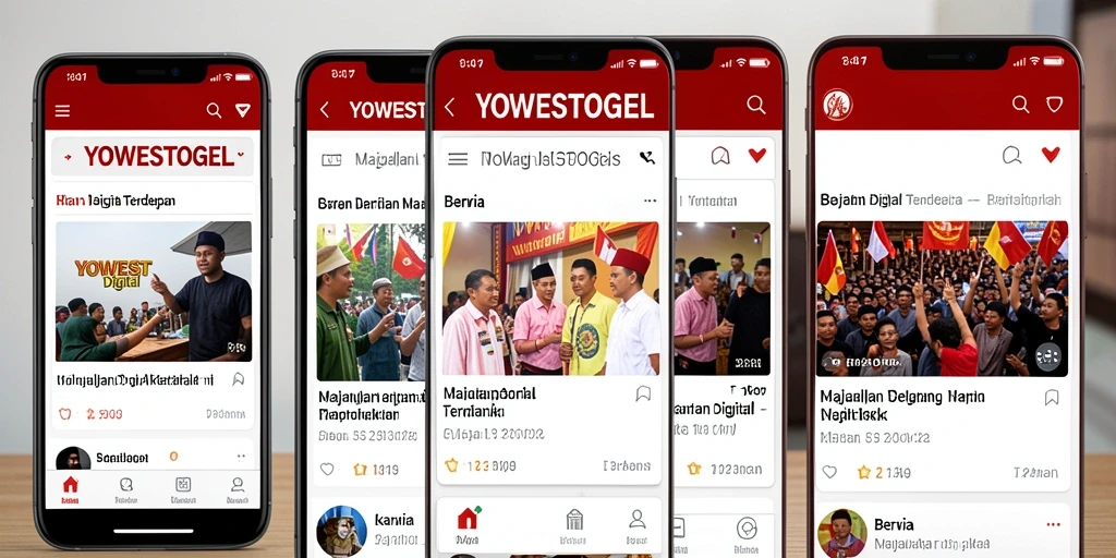 Antarmuka YOWESTOGEL menampilkan berita terkini dengan desain menarik.