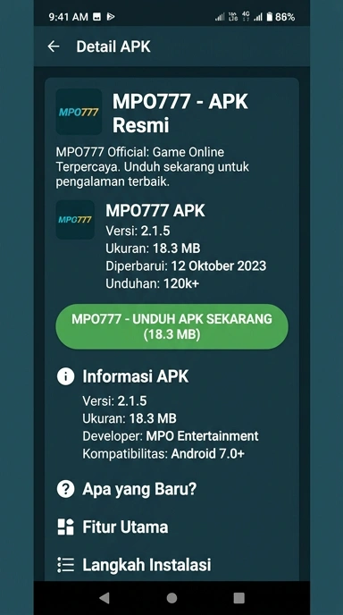 Unduh dan Instal APK mpo777 Versi Terbaru