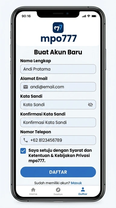 Panduan Lengkap Daftar Akun mpo777